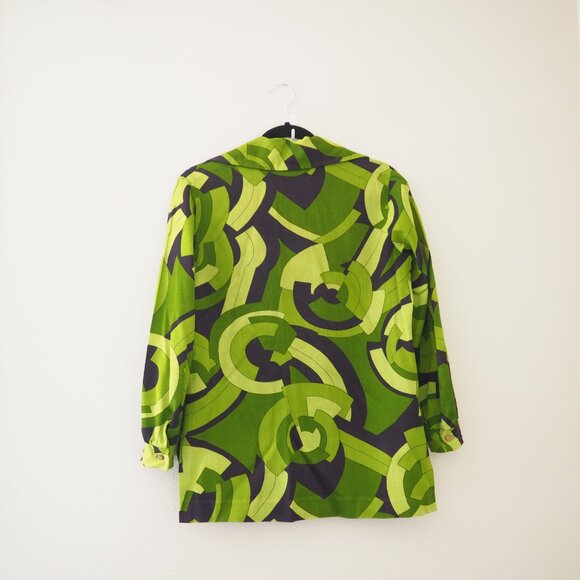 Vintage Pykettes Green Button Down Long Sleeve Top - Picture 5 of 6